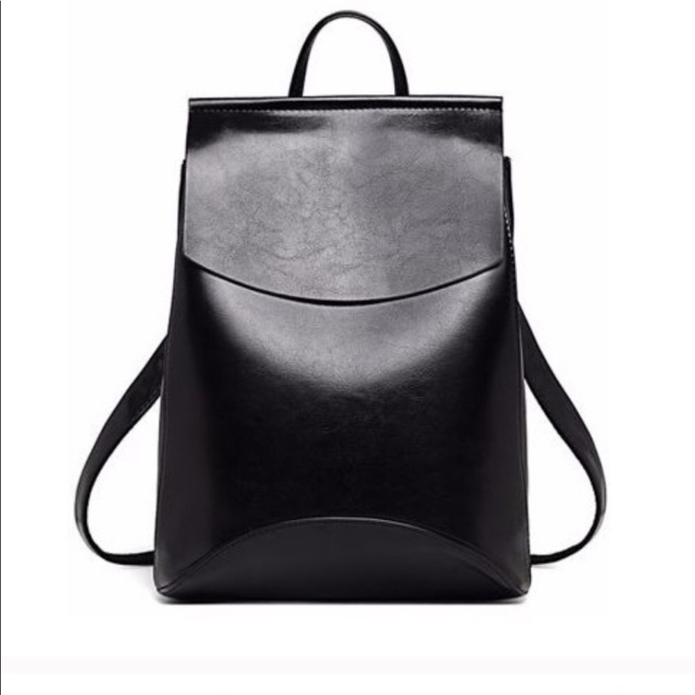 Black Vegan Leather Backpack